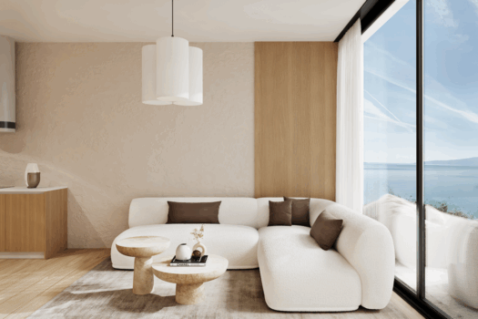 Appartement rez-de-jardin nouveau complexe en bord de mer à Pefkali